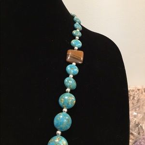Turquoise magnesite necklace with Tigereye accents
